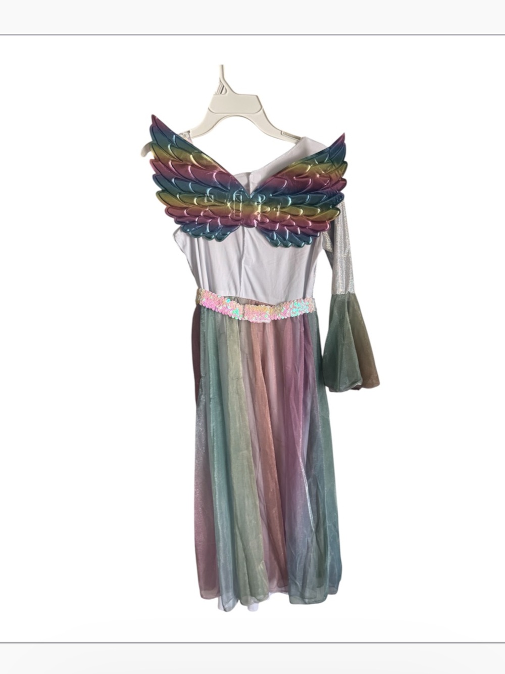 Iridescent Pastel Unicorn Kids Halloween Costume jumpsuit and headband size M